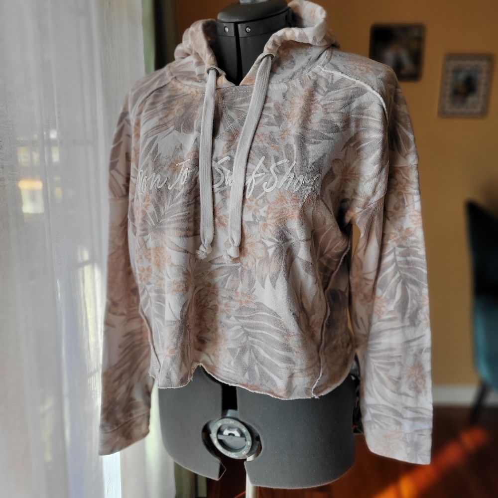 Ron Jon Cozy Floral Cut Off Hoodie Women‎ Size Small